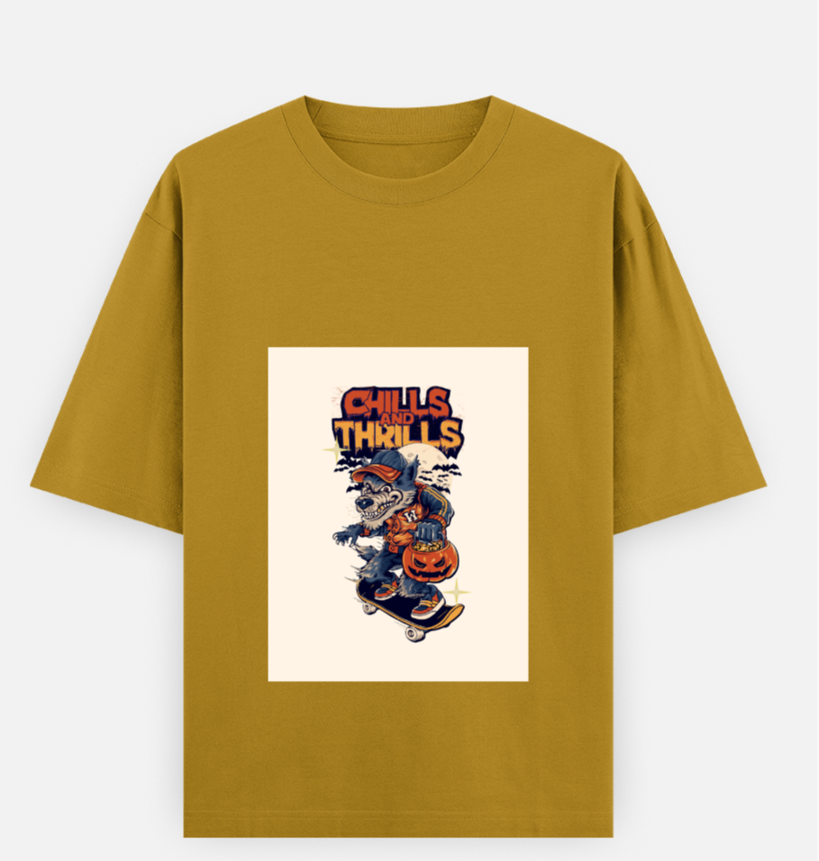 Chills and Thrills Halloween Skate Oversized Tee